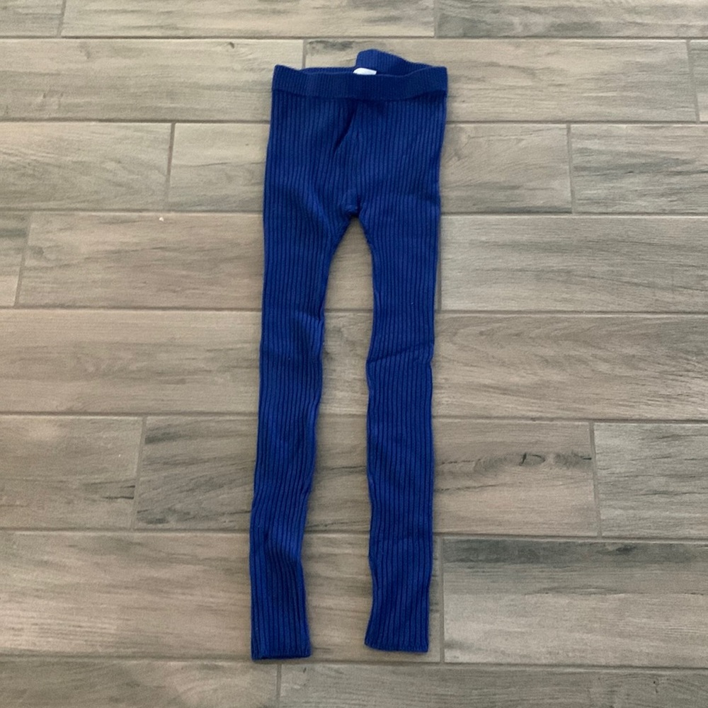 437 Blue ribbed stretch leggings
